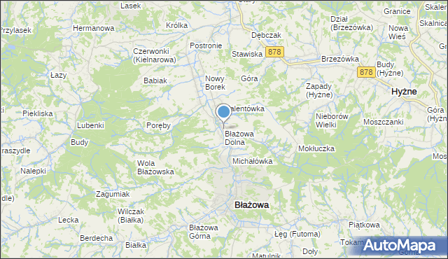 mapa Błażowa Dolna, Błażowa Dolna na mapie Targeo